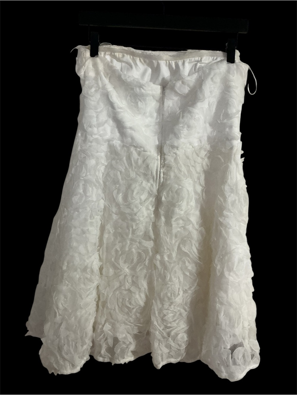 MANIJU Strapless White 3D floral rosette mini dress size L - Picture 6 of 11
